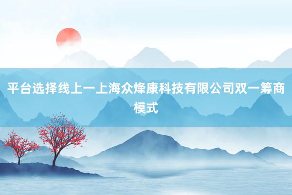 平台选择线上一上海众烽康科技有限公司双一筹商模式